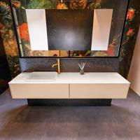 Badkamermeubelset Mondiaz Erin 200 cm met 2 Lades met RIDGE Wastafel Links Linen met 1 kraangat Greeploos Mat Rosee - thumbnail