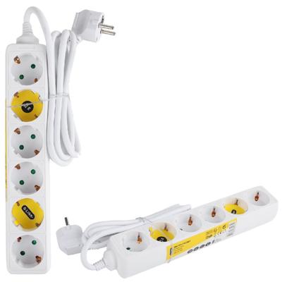 Stekkerdoos 6-Voudig Randaarde 3x1.5 mm 1.5 mtr Wit/Geel Stekkerdoos 6-Voudig Randaarde 3x1.5 mm 1.5 mtr Wit/Geel