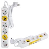 Stekkerdoos 6-Voudig Randaarde 3x1.5 mm 1.5 mtr Wit/Geel - thumbnail