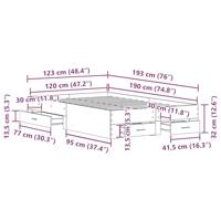 Bedframe met lades Zwart eiken 120 x 190 cm Bewerkt hout - thumbnail