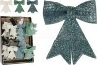 Kerststrik Jute Look Glitter 9cm Assorti 1st - thumbnail