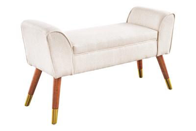 Retro Bank SCARLETT 90cm beige structuurstof met armleuningen - 44780