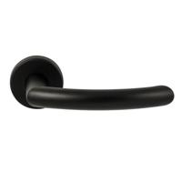 Hardbrass Deurkruk Helsinki op rond rozet - zwart - thumbnail