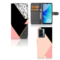 OPPO A77 5G | A57 5G | Book Case | Zwart Roze Vormen - thumbnail