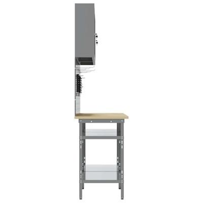 Werkbankset met plank 8 pcs Zwart en Grijs Gepoedercoat staal