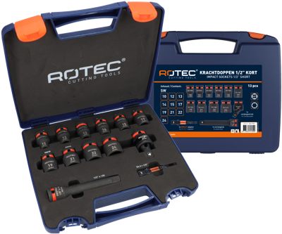 Rotec Krachtdoppen set | Binnenvierkant 1/2 | Kort | 13-delig | SW10SW24 - 842.9901 Rotec Krachtdoppen set | Binnenvierkant 1/2 | Kort | 13-delig | SW10SW24 - 842.9901
