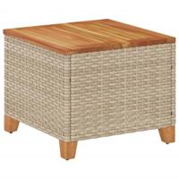 Tuintafel 45x45x37 cm poly rattan en acaciahout beige - thumbnail