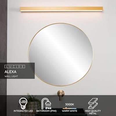Lucide ALEXA - Wandlamp Badkamer - LED - 1x13W 2700K - IP44 - Mat Goud / Messing