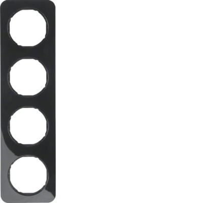Berker R.1 Afdekraam 4-voudig Zwart 10142145
