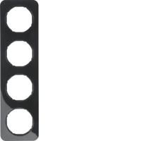 Berker R.1 Afdekraam 4-voudig Zwart 10142145 - thumbnail