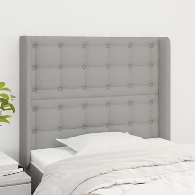 Hoofdbord met randen 83x16x118/128 cm stof lichtgrijs