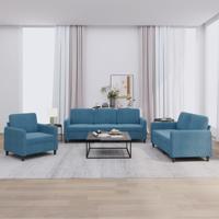 3-delige Loungeset fluweel blauw - thumbnail
