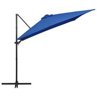 Zweefparasol met LED en stalen paal 250x250 cm azuurblauw - thumbnail