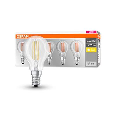OSRAM HOMELIGHTING 4058075090668 LED-lamp Energielabel E (A - G) E14 Kogel 4 W = 40 W Warmwit (Ø x l) 45 mm x 84 mm Filament / Retro-LED 5 stuk(s)