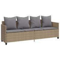 5-delige Loungeset met kussens poly rattan beige - thumbnail