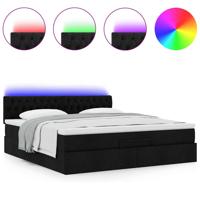 Ottoman bed met matras en LED's 160x200cm stof zwart - thumbnail