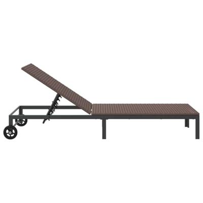 Ligstoel 1-persoon Bruin 206 x 62,5 x 74 cm poly rattan