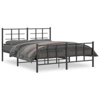 Bedframe met voetbord zonder matras metaal zwart 160x200 cm - thumbnail