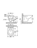 GROHE Bau wandcloset diepspoel spoelrandloos 36.8x53.1cm 6/3L wit 39427000 - thumbnail