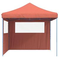 Partytent inklapbaar pop-up met 2 zijwanden terracottakleurig - thumbnail