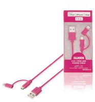 2-in-1 Data en Oplaadkabel USB A Male - Micro-B Male 1.00 m Roze - thumbnail