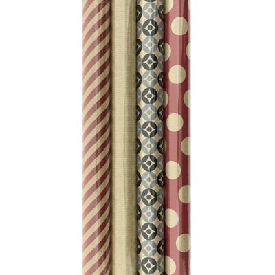 Inpakpapier Kerst metallic 150x70cm assorti