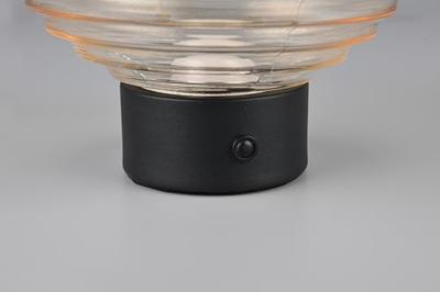 Trio Oplaadbare tafellamp zwartEarl amber glas - R57771113