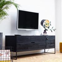 WOOOD TV-meubel 'Silas' Eiken 180cm, kleur zwart - thumbnail