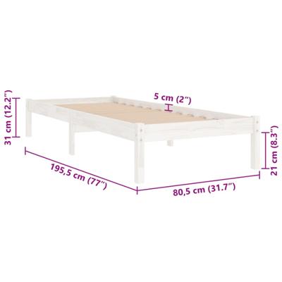 Bedframe massief hout wit 90x190 cm Bedframe massief hout wit 90x190 cm