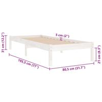 Bedframe massief hout wit 90x190 cm - thumbnail