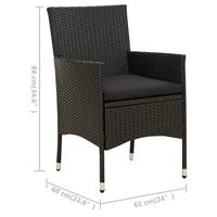 5-delige Tuinset met kussens poly rattan zwart - thumbnail
