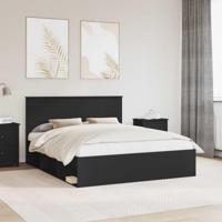Bedframe met hoofdeinde Zwart 160 x 200 cm Massief grenenhout - thumbnail