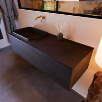 Badkamermeubelset Mondiaz Erin 120 cm met 1 Lade met RIDGE Wastafel Links Urban Zonder Kraangaten Greeploos Mat Antracite - thumbnail