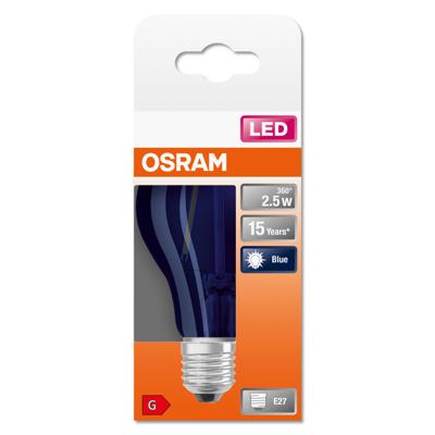 OSRAM 4058075434004 LED-lamp Energielabel G (A - G) E27 Peer 2.5 W = 4 W Blauw (Ø x l) 60 mm x 105 mm 1 stuk(s)