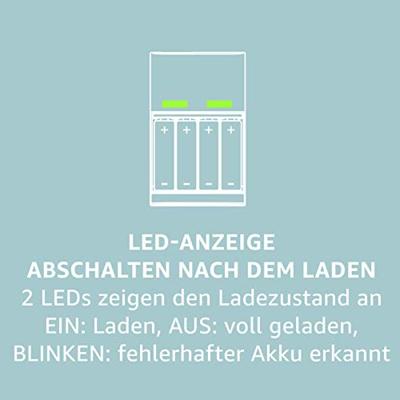 Panasonic eneloop, basislaadapparaat, voor 2/4 NiMH-accu's AA/AAA, inclusief 4 x eneloop AA mignon, min. 1900 mAh, 2100 laadcycli