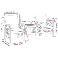 Tuinbankenset met kussen 3 pcs Olie naturel Massief Acaciahout - thumbnail