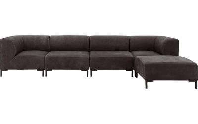 Goossens Excellent Bank Marshall Met Hocker donkerbruin, leer, 2 x 1,5-zits, urban industrieel Goossens Excellent Bank Marshall Met Hocker donkerbruin, leer, 2 x 1,5-zits, urban industrieel