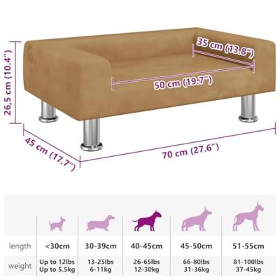 VidaXL Hondenmand 70x45x26,5 cm fluweel bruin