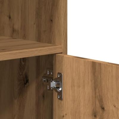 Rolkast 55x40x91 cm bewerkt hout artisanaal eikenkleurig