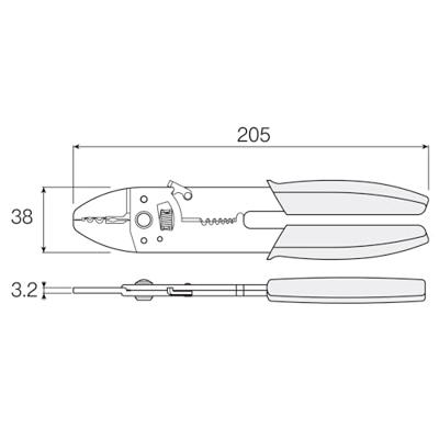 Hozan p-704 krimptang met kabelstripper 1.25/2.0mm²