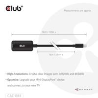 club3D CAC-1188 Mini-displayport / HDMI Adapterkabel [1x Mini-DisplayPort stekker - 1x HDMI-bus] Zwart 9 cm - thumbnail