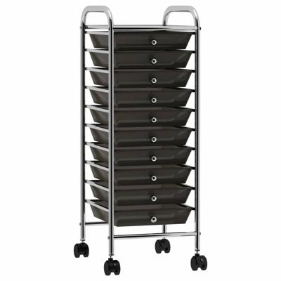 VidaXL Opbergtrolley met 10 lades mobiel kunststof zwart VidaXL Opbergtrolley met 10 lades mobiel kunststof zwart