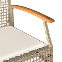 Tuinbank met kussen poly rattan en acaciahout beige - thumbnail