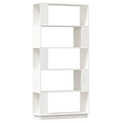 Boekenkast/kamerscherm 80x25x163,5 cm massief grenenhout wit