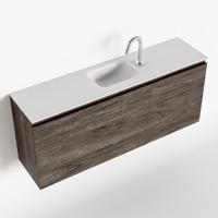 MONDIAZ OLAN 120cm toiletmeubel dark brown. LEX wastafel talc midden 1 kraangat - thumbnail