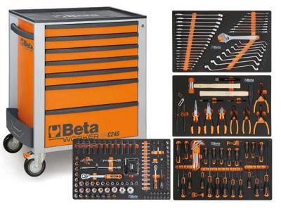 Beta BW 2400S O7/E-S Gereedschapswagen met 7 laden, gevuld met gereedschap | 240 Delig - 024006321