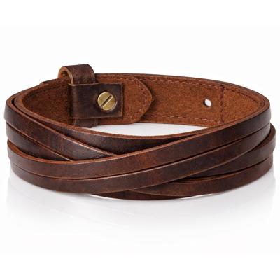 Bruine leren armband met gesneden leer