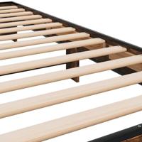 Bedframe bewerkt hout en metaal gerookt eikenkleurig 75x190 cm - thumbnail