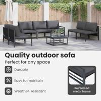 Tuinbankenset met kussen 7 pcs Zwart Staal - thumbnail