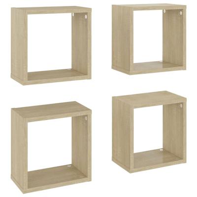VidaXL Wandschappen kubus 4 st 26x15x26 cm sonoma eikenkleurig